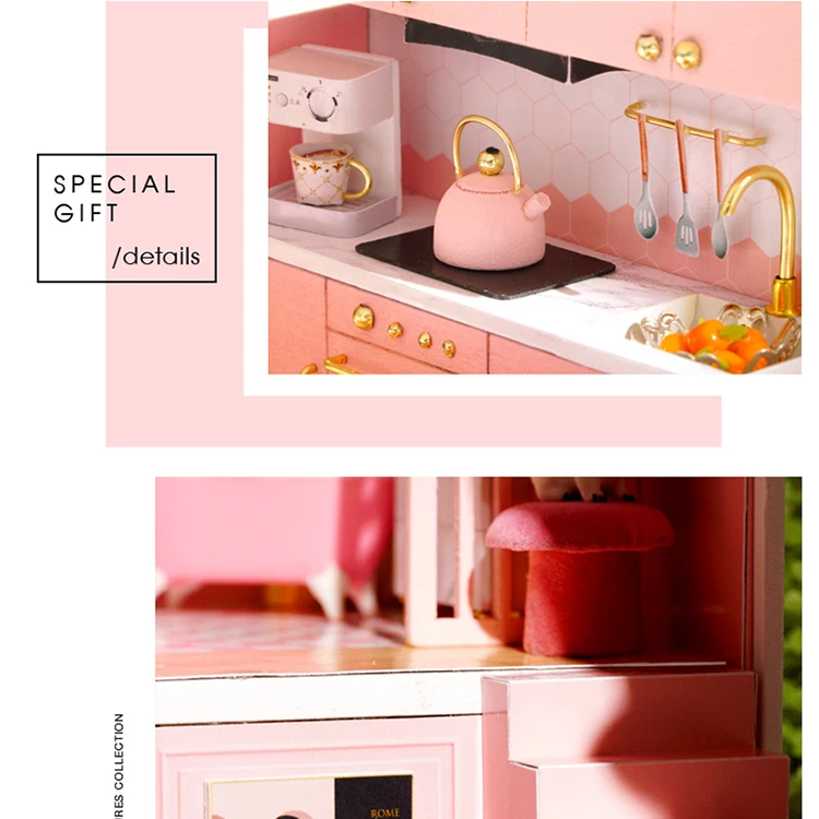 3D Wooden Mini Doll Houses DIY Small House Kit 3D Puzzle Assembly Building with Furniture Kit Toys Dollhouse Birthday Gifts