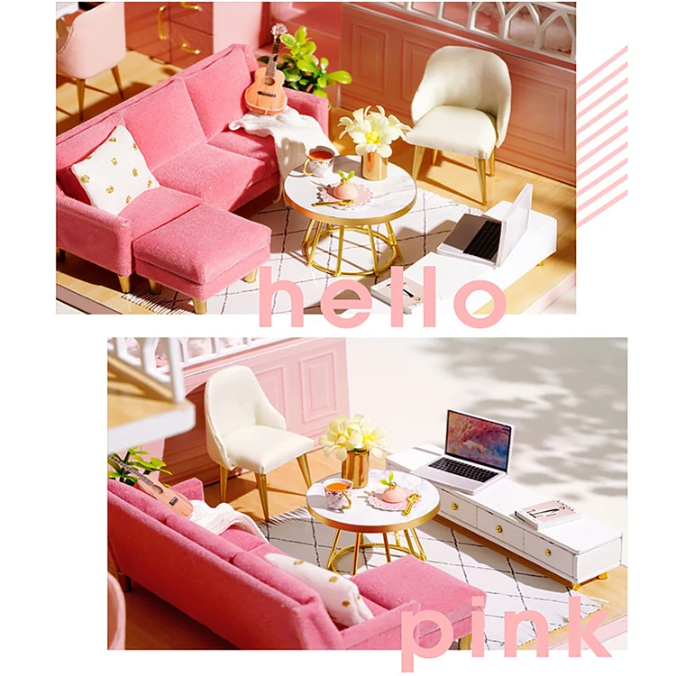 3D Wooden Mini Doll Houses DIY Small House Kit 3D Puzzle Assembly Building with Furniture Kit Toys Dollhouse Birthday Gifts
