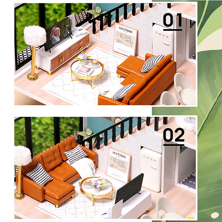 3D Wooden Mini Doll Houses DIY Small House Kit 3D Puzzle Assembly Building with Furniture Kit Toys Dollhouse Birthday Gifts