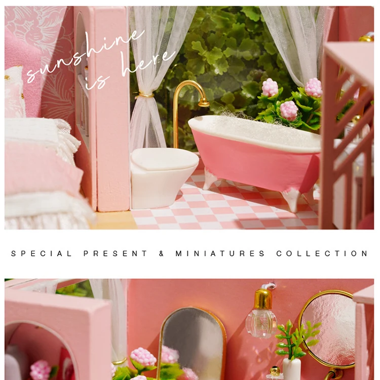 3D Wooden Mini Doll Houses DIY Small House Kit 3D Puzzle Assembly Building with Furniture Kit Toys Dollhouse Birthday Gifts