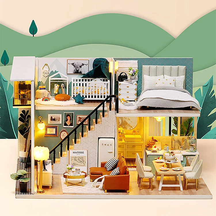 3D Wooden Mini Doll Houses DIY Small House Kit 3D Puzzle Assembly Building with Furniture Kit Toys Dollhouse Birthday Gifts