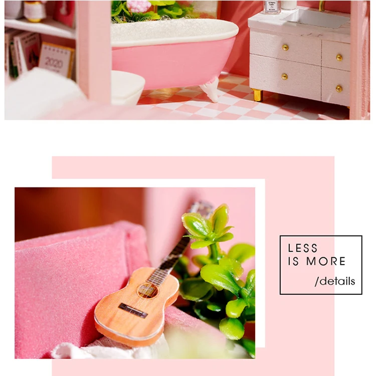 3D Wooden Mini Doll Houses DIY Small House Kit 3D Puzzle Assembly Building with Furniture Kit Toys Dollhouse Birthday Gifts