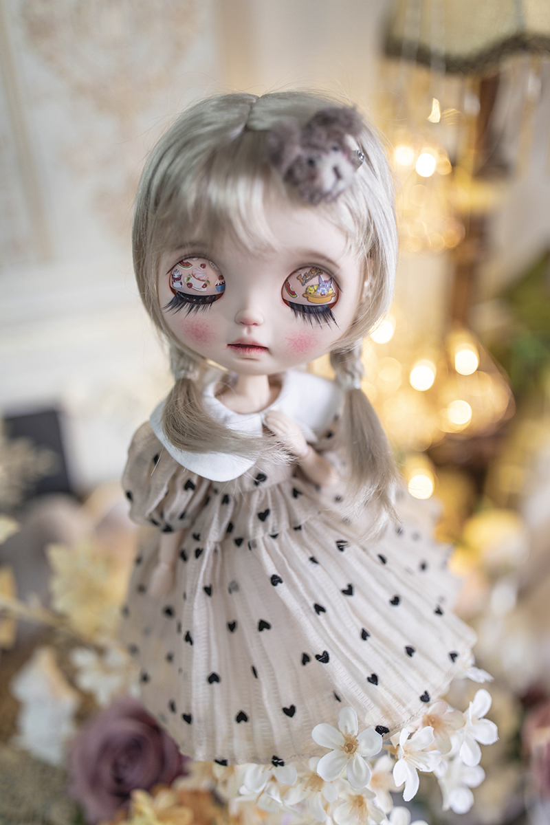 BJD Dolls Wig Blythe Girl Brown Cute Double Twist Braids Air Bangs for DIY Doll Accessories Size 9-10 ,10-11 Inch