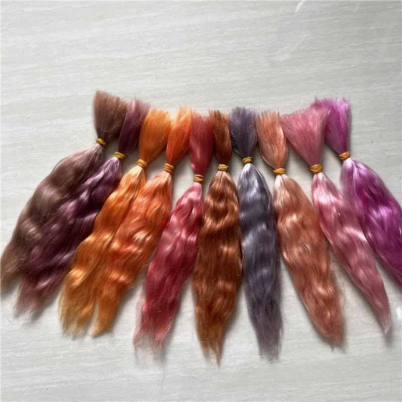New Red Purple Pink Brown Colors Reborn Doll Pure Mohair Handrooted Top Quality Mohair Wigs for BJD SD 1/12 Dolls Hair Accessory