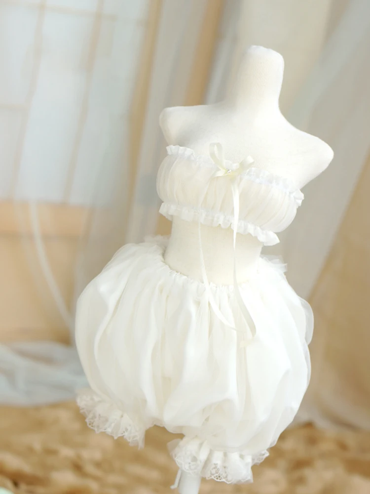 BJD Doll Clothes Doll Bloomers+Tube Top Suit 2 White Black Colors for 1/6 1/4 1/3 BJD DD SD Doll Accessories Doll Pants