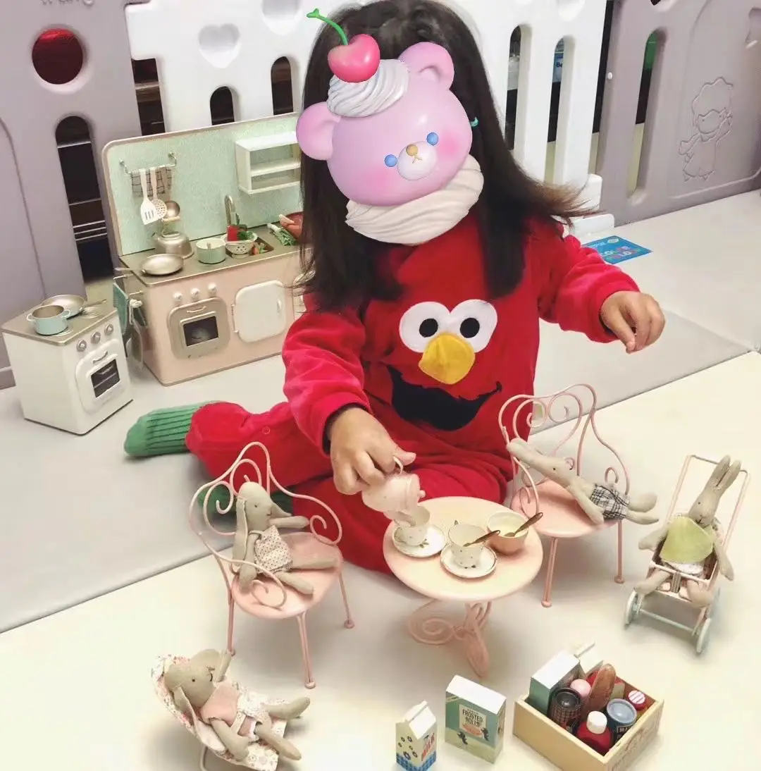 Aizulhomey Dollhouse Furniture Metal Tea Pot Set 7 pcs For Blythe OB24 BJD Dollhouse Accessories Mini Kitchen Toys Gifts