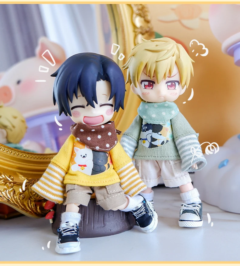 OB11 Clothes Cute Cartoon T-shirt Sweater Shorts Pants Shoes for Molly, GSC Body, Obitsu11, YMY, DDF, 1/12bjd Doll Accessories