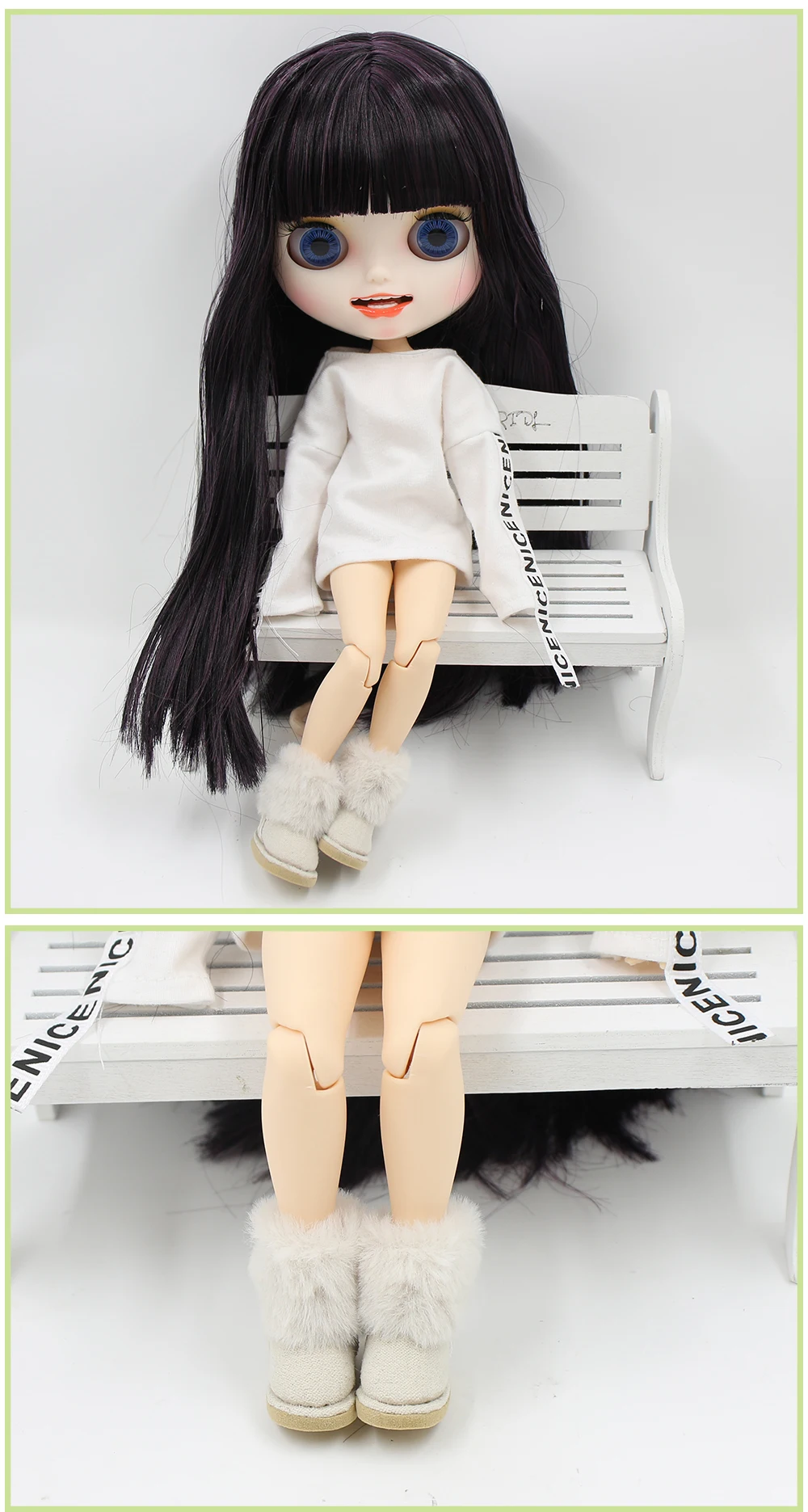 ICY DBS Blyth doll shoes 1/6 furry snow boots about 3.5cm BJD girls toys