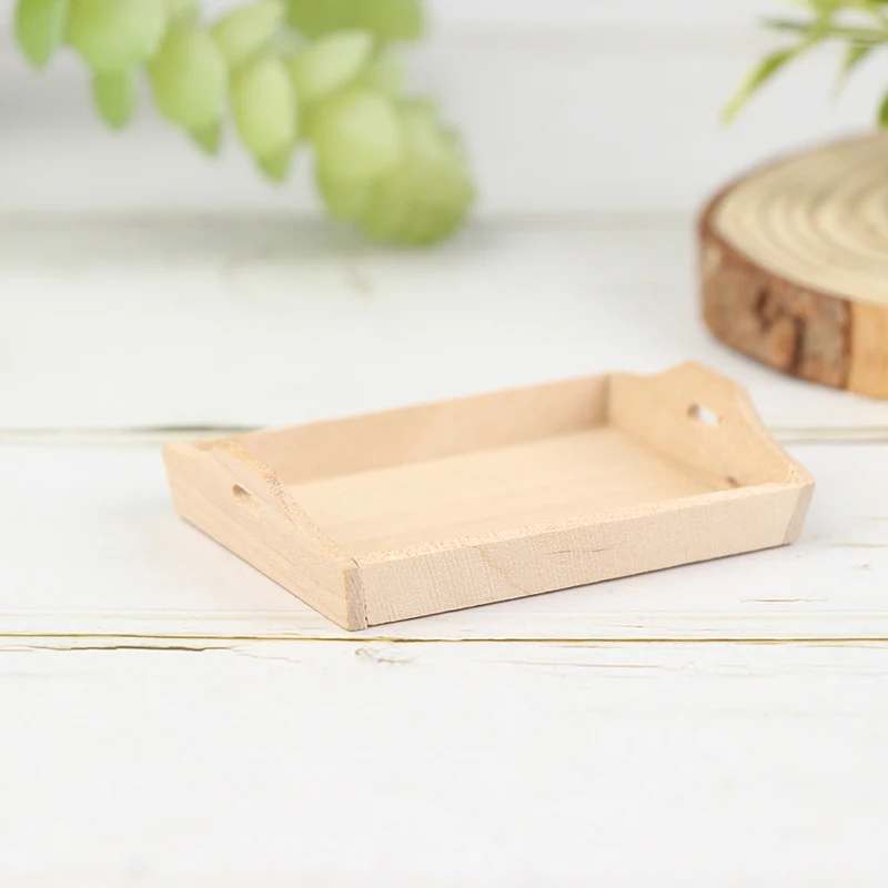 1/12 Dollhouse Miniature Wooden Plate Simulation Tray Model for Doll House Decor New