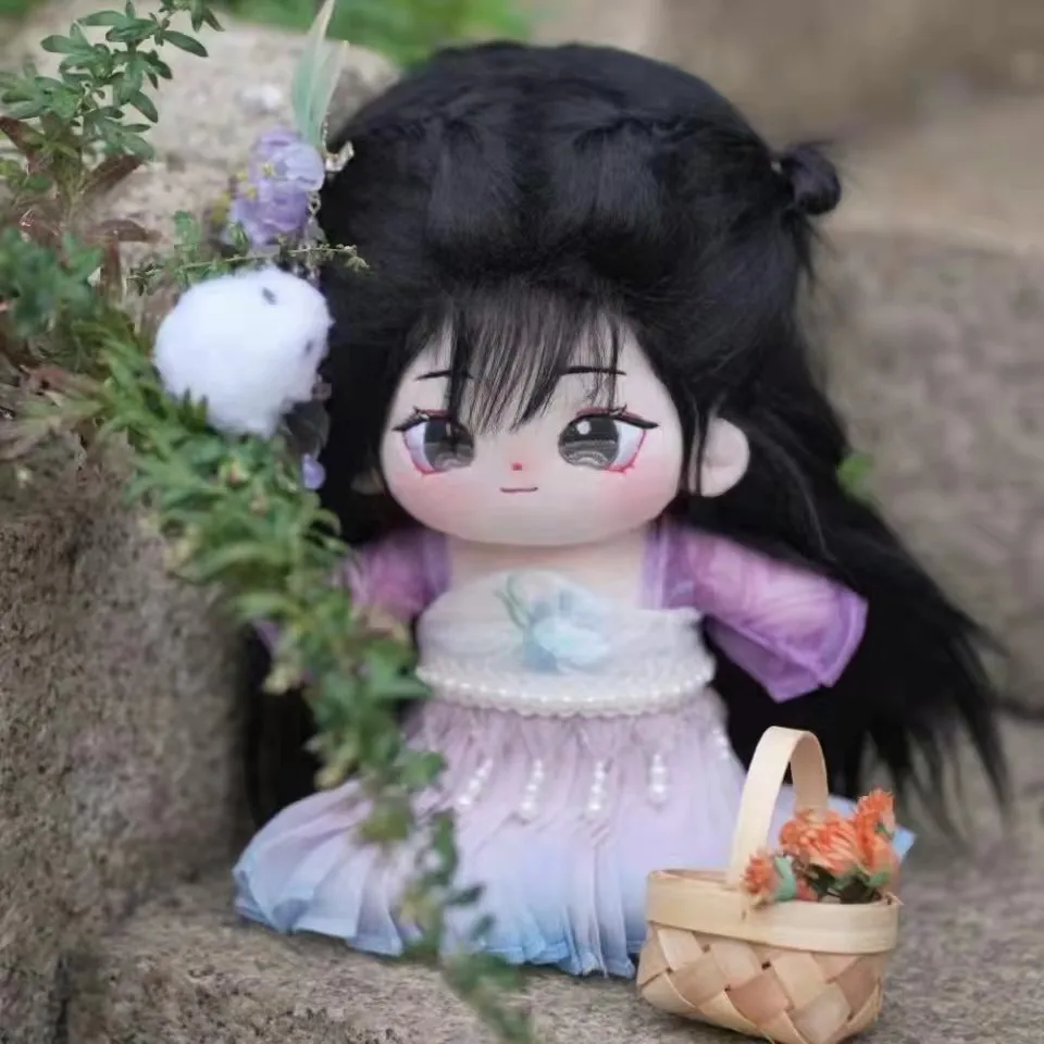 Long black hair 20cm girl replace Clothes Plush Idol Doll Clothes Kids Stuffed Animal Cute Cartoon Fans toys Gift dolls