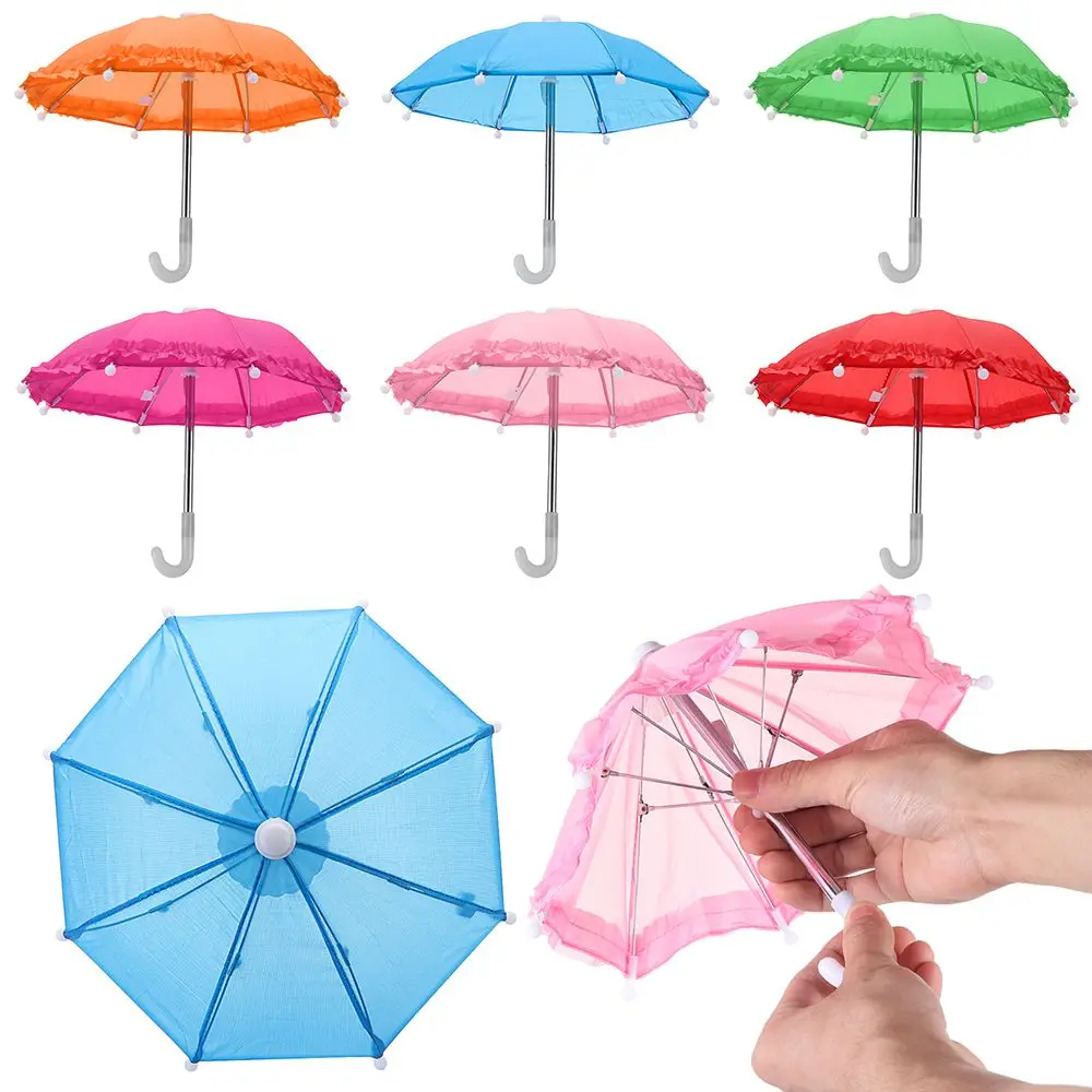 Lace Miniature Umbrella For Dolls Accessories Candy Color Mini Rain Gear For 18 Inch & 43cm Dolls Kids Toys Dollhouse Decoration