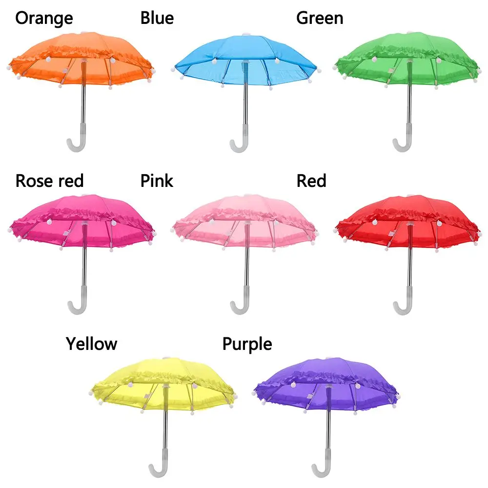 Lace Miniature Umbrella For Dolls Accessories Candy Color Mini Rain Gear For 18 Inch & 43cm Dolls Kids Toys Dollhouse Decoration