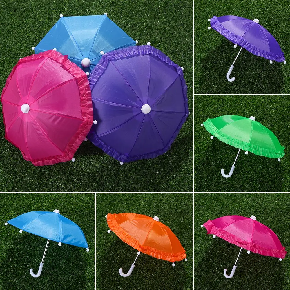 Lace Miniature Umbrella For Dolls Accessories Candy Color Mini Rain Gear For 18 Inch & 43cm Dolls Kids Toys Dollhouse Decoration