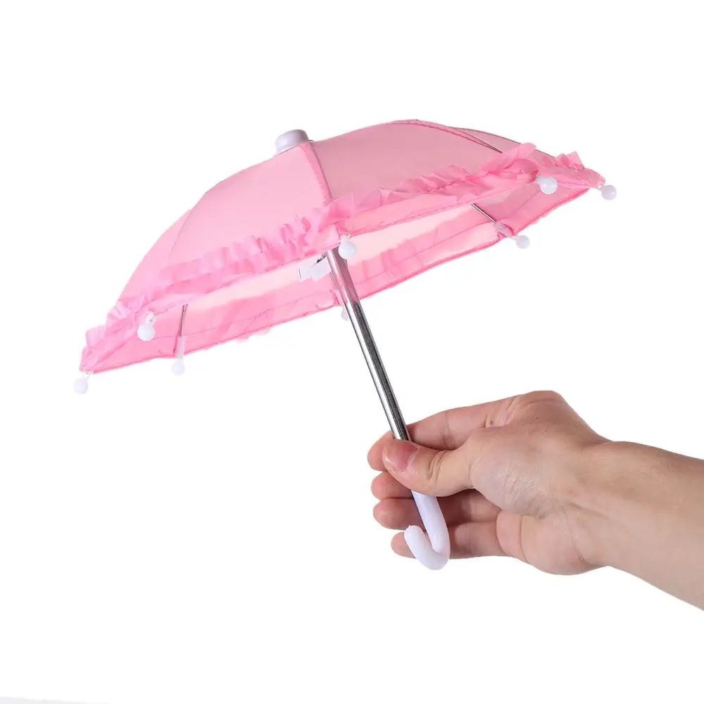 Lace Miniature Umbrella For Dolls Accessories Candy Color Mini Rain Gear For 18 Inch & 43cm Dolls Kids Toys Dollhouse Decoration