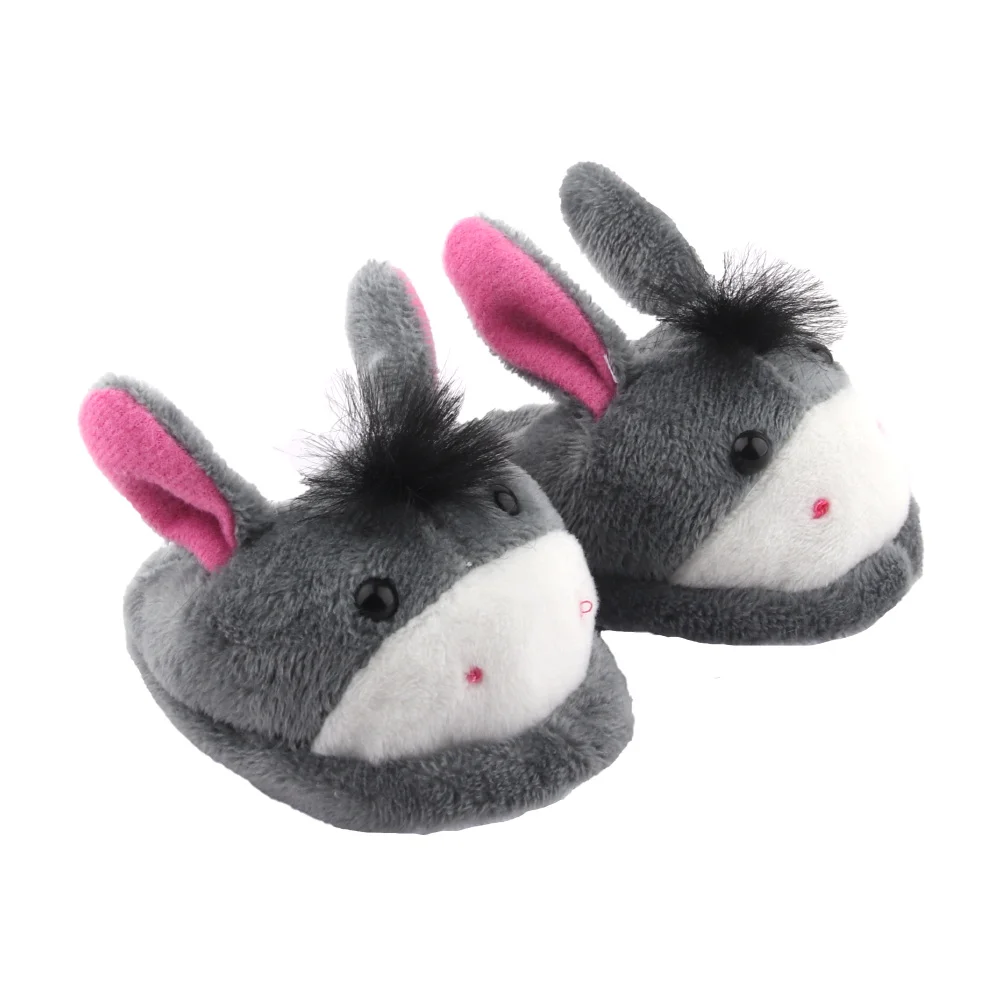 7cm Plush Doll Shoes Cute Bear,Tiger,Frog,Animal Slippers For American 18 Inch,OG&43cm Baby New Born Girl Doll Accessories Toy