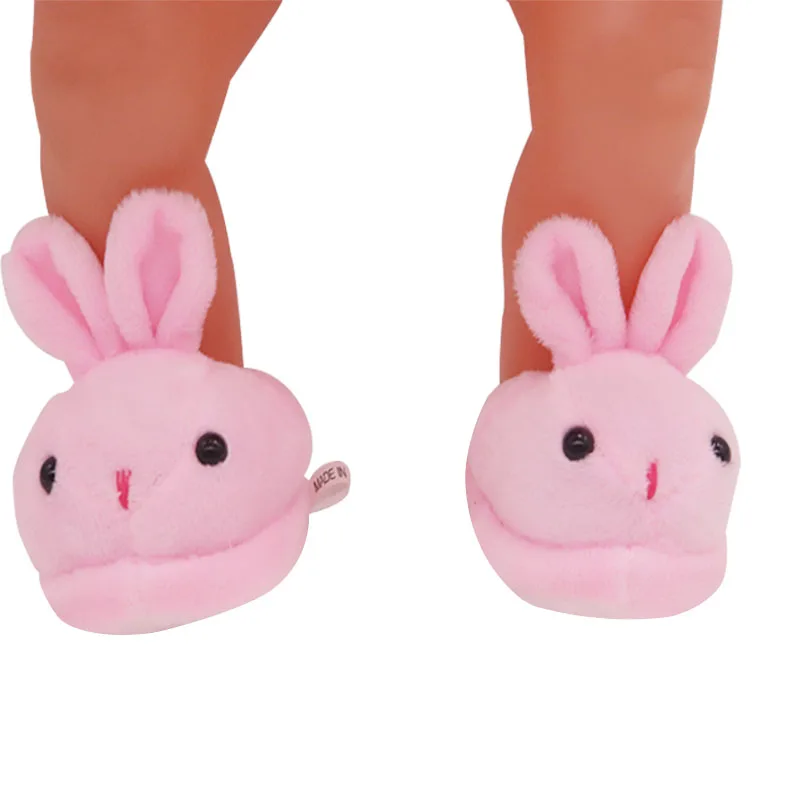 7cm Plush Doll Shoes Cute Bear,Tiger,Frog,Animal Slippers For American 18 Inch,OG&43cm Baby New Born Girl Doll Accessories Toy