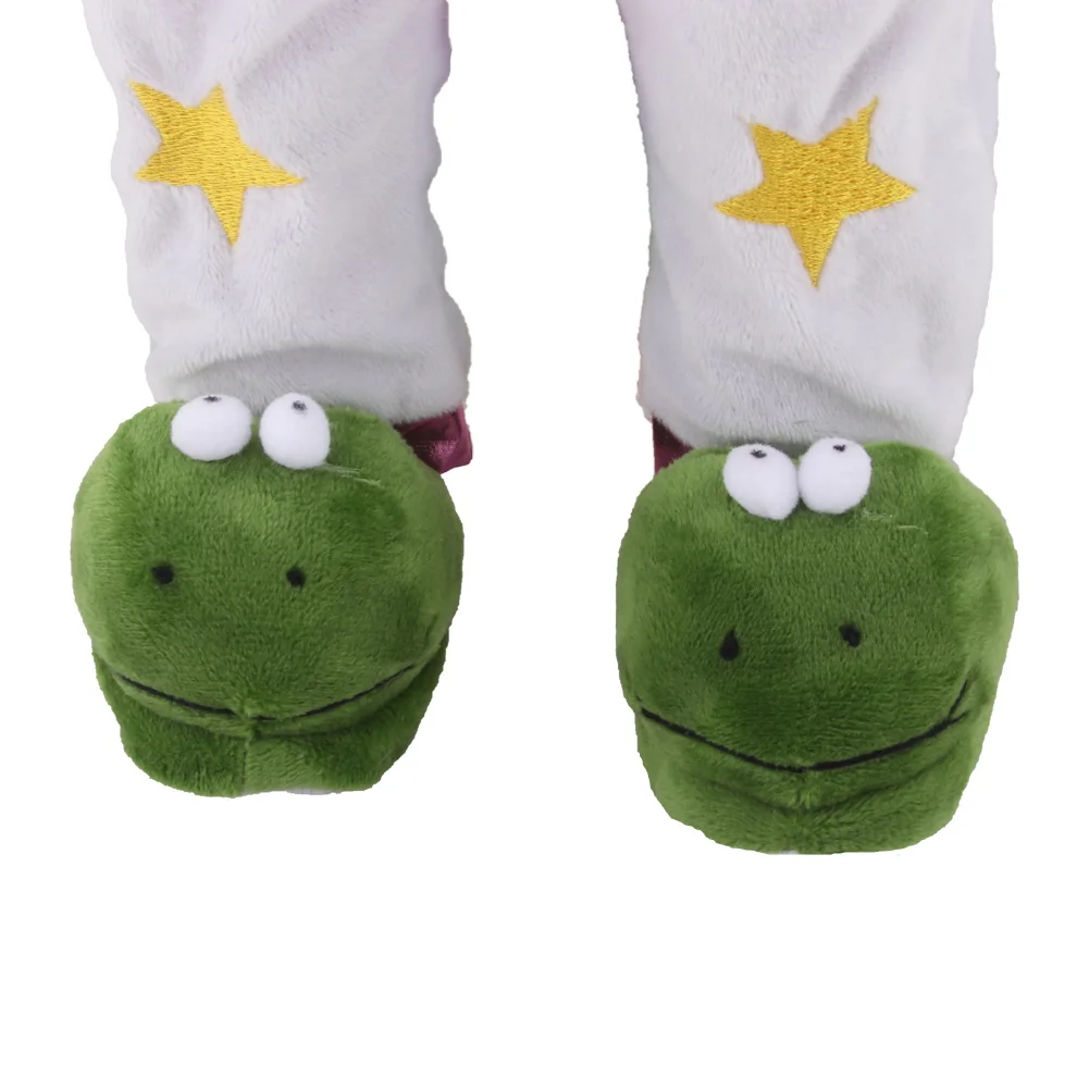 7cm Plush Doll Shoes Cute Bear,Tiger,Frog,Animal Slippers For American 18 Inch,OG&43cm Baby New Born Girl Doll Accessories Toy