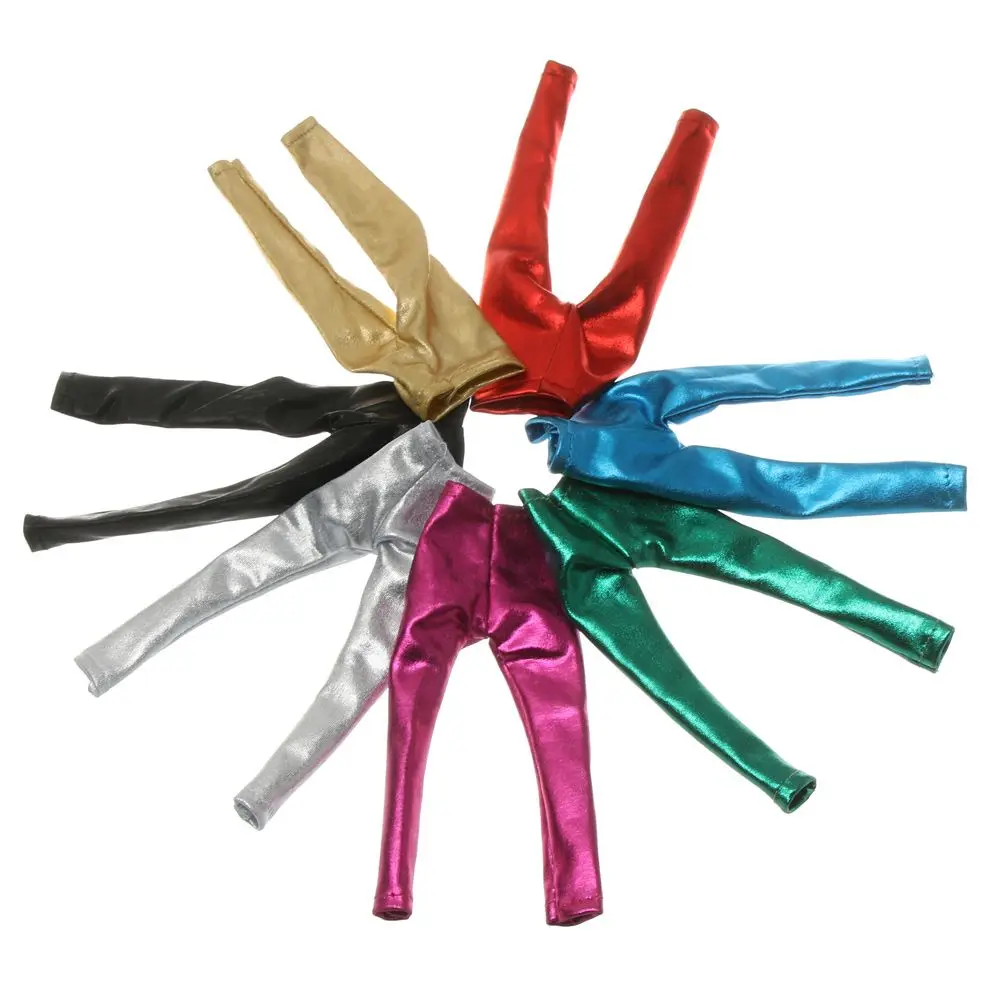 30CM Doll Pants Candy Color Fashion PU Leggings Striped Elastic Tight Trousers Handmade 1/6 Dolls Accessories Kids Toys