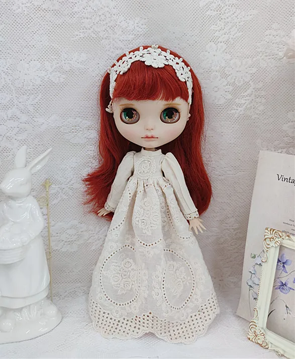 New Blyth clothing Fashion Retro Long Dress Princess skirt Gir Lace Dress for YMY, Licca, Azones, Ob24, 22 Ob27 Doll Accessories