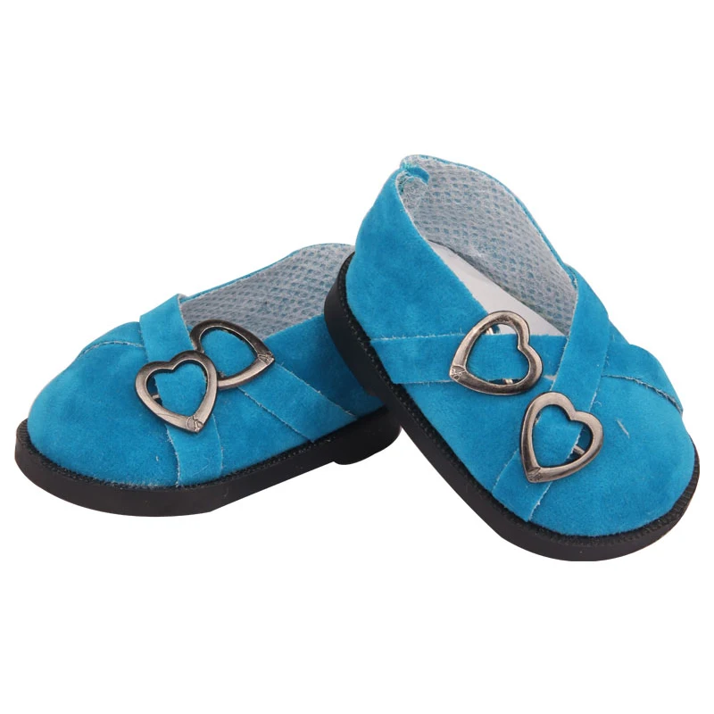7cm Super Cute Leisure Doll Shoes Double Hearts Pu Leather 18 Inch Mini Handmade Shoes For Reborn Baby Dolls 43 cm Russian Toys