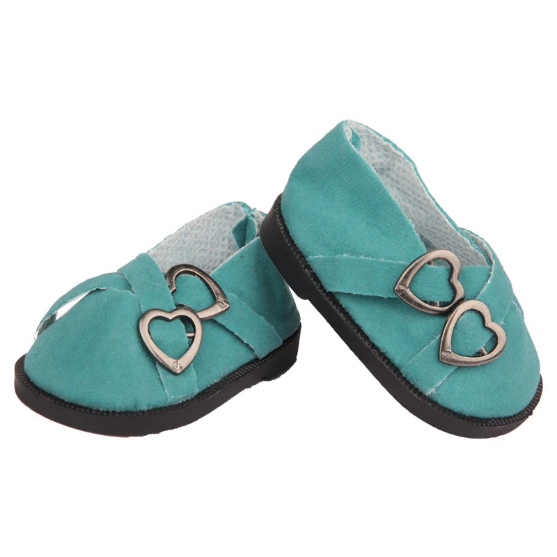 7cm Super Cute Leisure Doll Shoes Double Hearts Pu Leather 18 Inch Mini Handmade Shoes For Reborn Baby Dolls 43 cm Russian Toys