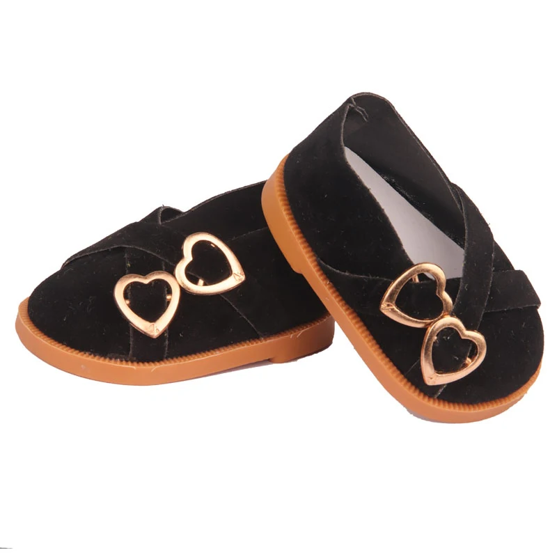 7cm Super Cute Leisure Doll Shoes Double Hearts Pu Leather 18 Inch Mini Handmade Shoes For Reborn Baby Dolls 43 cm Russian Toys