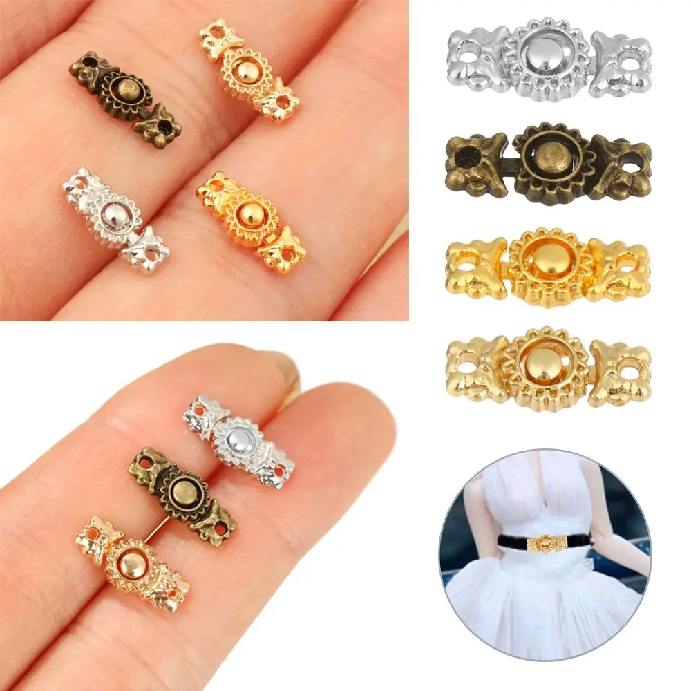Vintage 10 Sets Mini Metal Waistband Buckle Doll Bags Clothes DIY Dress Decor Buttons For BJD Dolls Sewing Accessories