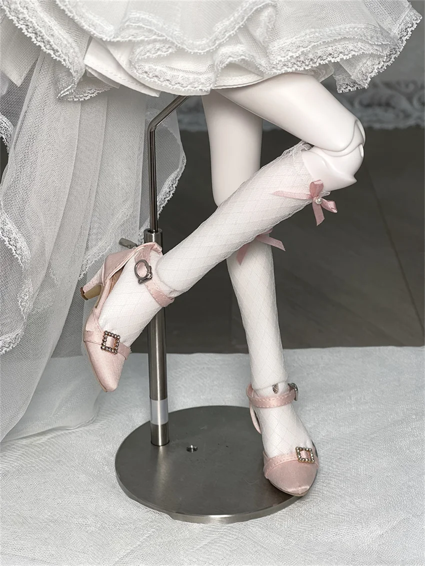 In Stock BJD/SD Shoes 1/3 1/4 High Heels Girls Silk Pointy One-button High Heels Multi-colored BJD Doll Accessories