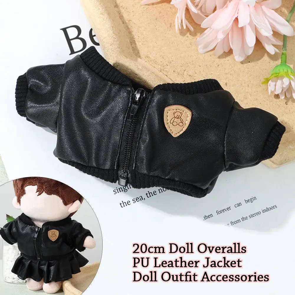 20cm Fashion Doll PU Leather Jacket Doll Hat Skirt Suit Clothing Gifts Plush Doll's Clothes Outfit Accessories for Idol Dolls