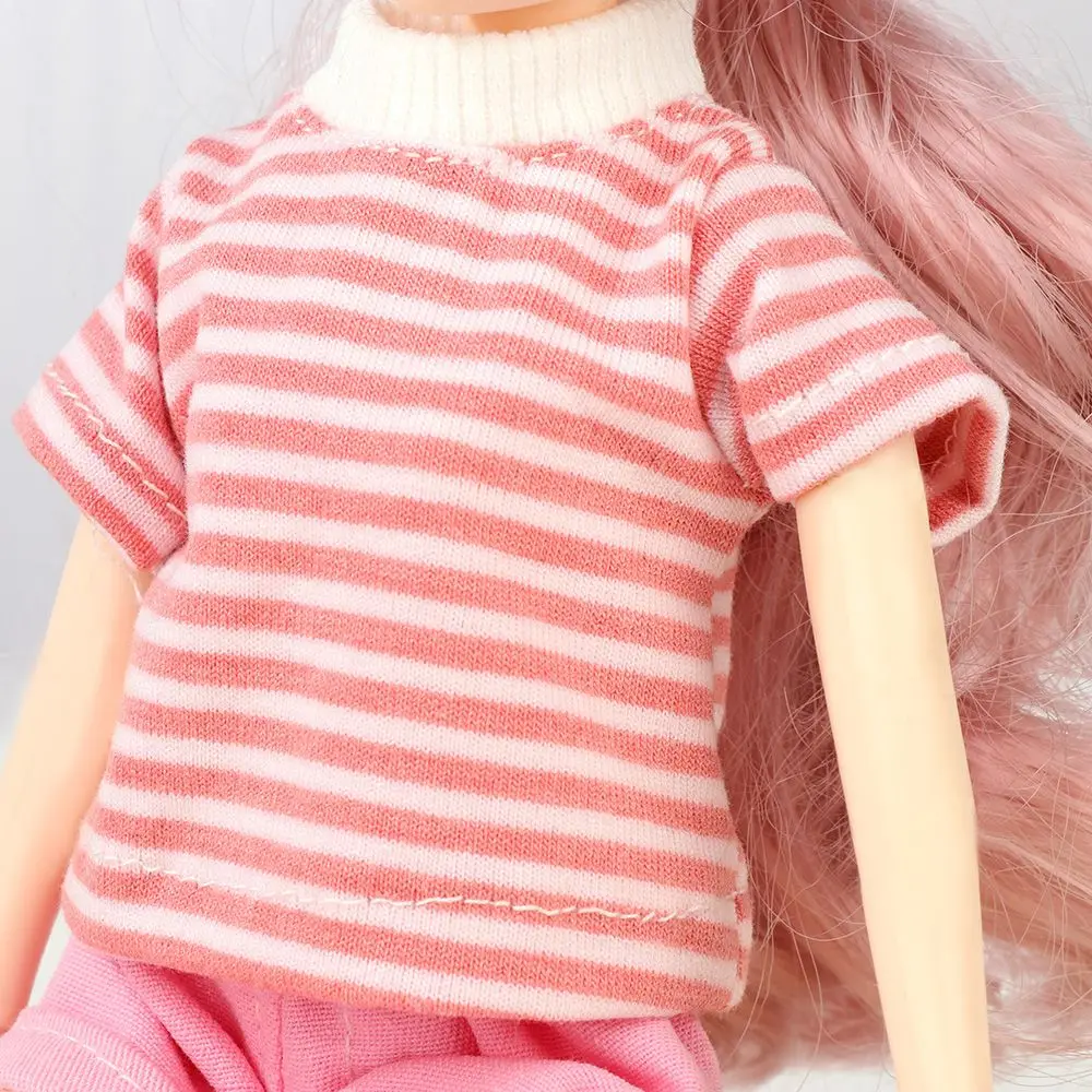 30CM Doll Clothes Fashion Stripe Undershirt Casual Wear Shorts Tooling Style Jeans Pants For 11.5" 1/6 BJD Dolls Accessories