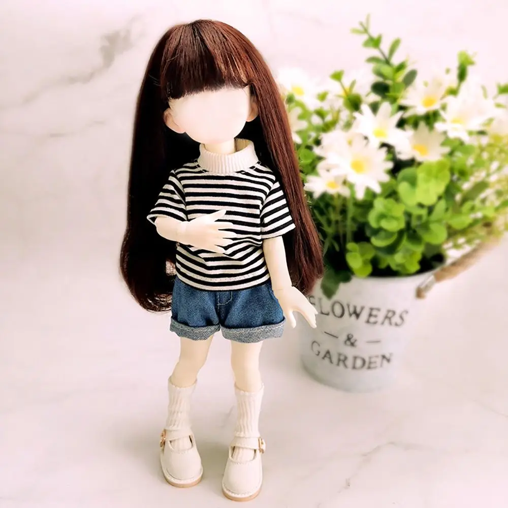 30CM Doll Clothes Fashion Stripe Undershirt Casual Wear Shorts Tooling Style Jeans Pants For 11.5" 1/6 BJD Dolls Accessories