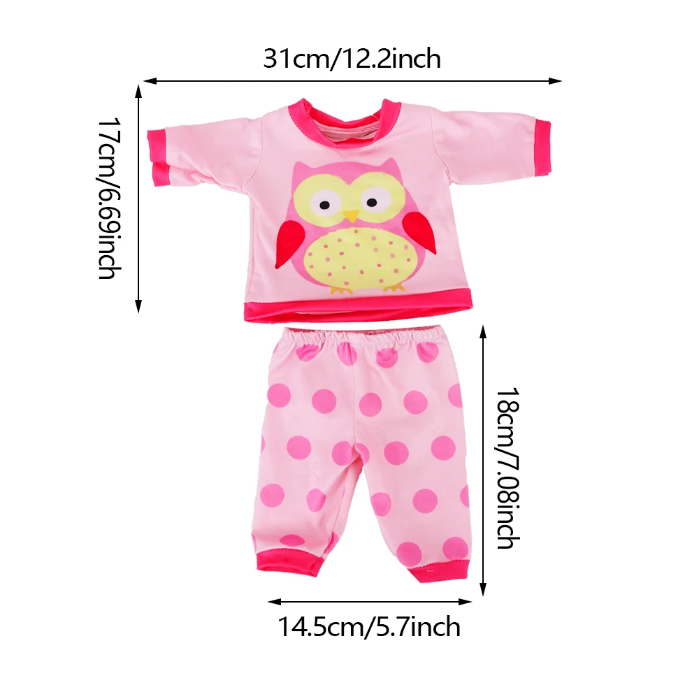 2 Pcs/Set Kawaii Animal Pajamas Suit For 43cm Baby Doll Clothes Accessories And 18 Inch American Doll Girl's Toys Our Generation