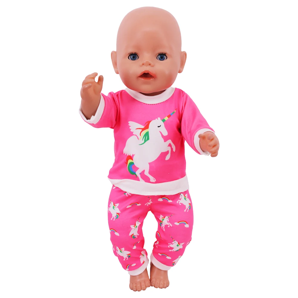 2 Pcs/Set Kawaii Animal Pajamas Suit For 43cm Baby Doll Clothes Accessories And 18 Inch American Doll Girl's Toys Our Generation