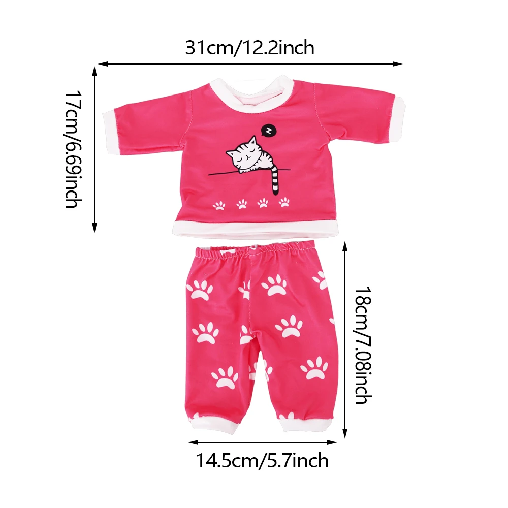 2 Pcs/Set Kawaii Animal Pajamas Suit For 43cm Baby Doll Clothes Accessories And 18 Inch American Doll Girl's Toys Our Generation