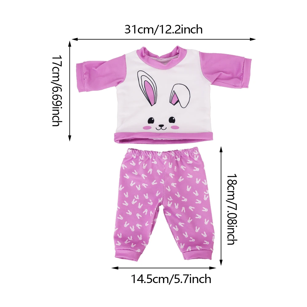2 Pcs/Set Kawaii Animal Pajamas Suit For 43cm Baby Doll Clothes Accessories And 18 Inch American Doll Girl's Toys Our Generation