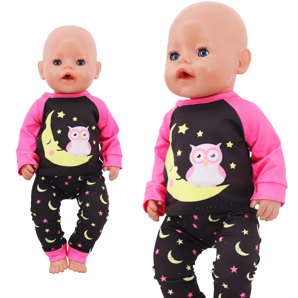 2 Pcs/Set Kawaii Animal Pajamas Suit For 43cm Baby Doll Clothes Accessories And 18 Inch American Doll Girl's Toys Our Generation