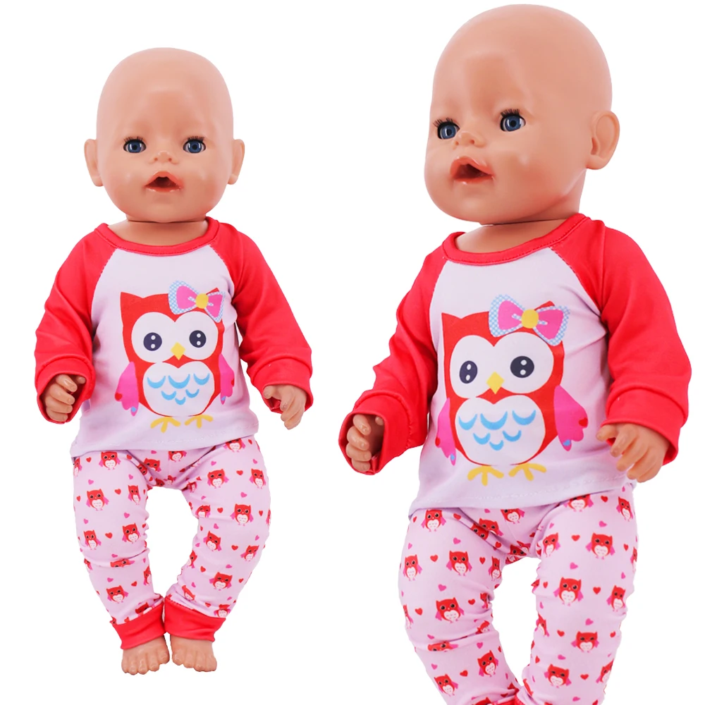 2 Pcs/Set Kawaii Animal Pajamas Suit For 43cm Baby Doll Clothes Accessories And 18 Inch American Doll Girl's Toys Our Generation