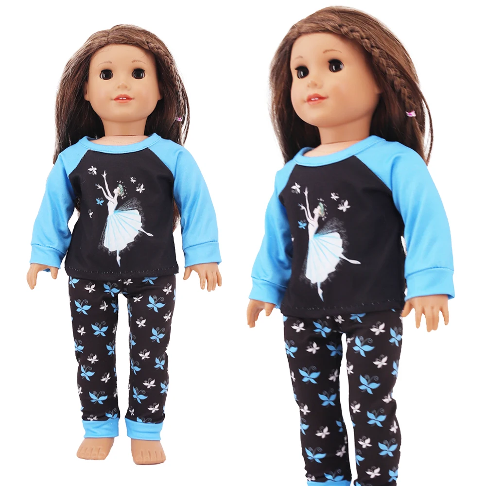 2 Pcs/Set Kawaii Animal Pajamas Suit For 43cm Baby Doll Clothes Accessories And 18 Inch American Doll Girl's Toys Our Generation
