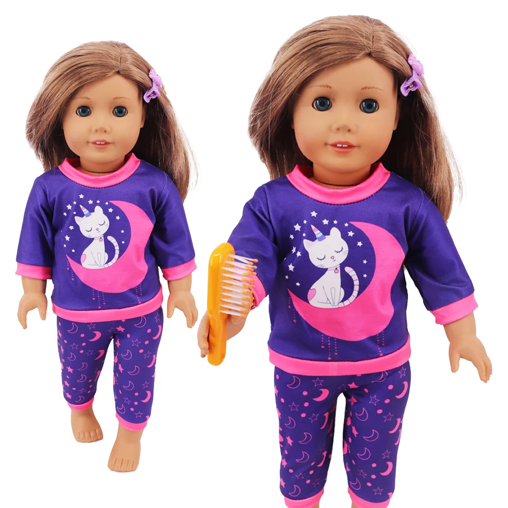 2 Pcs/Set Kawaii Animal Pajamas Suit For 43cm Baby Doll Clothes Accessories And 18 Inch American Doll Girl's Toys Our Generation