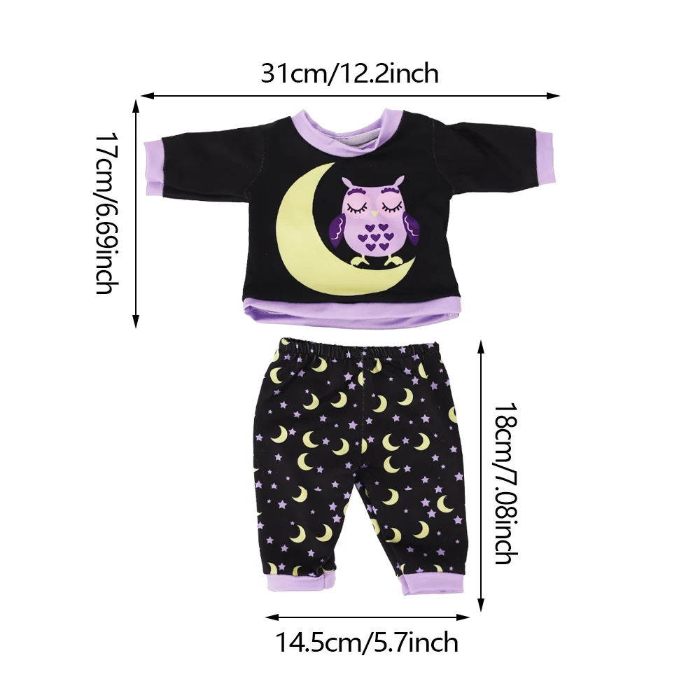 2 Pcs/Set Kawaii Animal Pajamas Suit For 43cm Baby Doll Clothes Accessories And 18 Inch American Doll Girl's Toys Our Generation