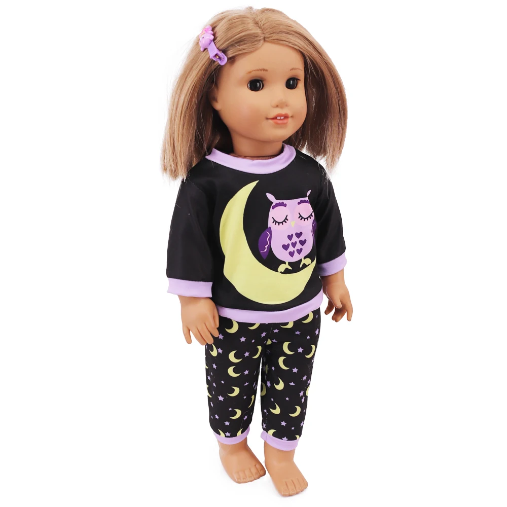 2 Pcs/Set Kawaii Animal Pajamas Suit For 43cm Baby Doll Clothes Accessories And 18 Inch American Doll Girl's Toys Our Generation
