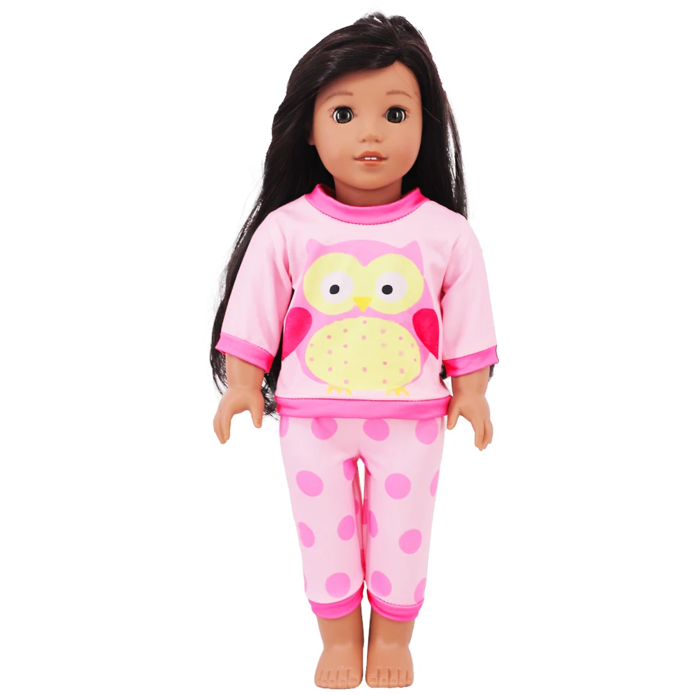 2 Pcs/Set Kawaii Animal Pajamas Suit For 43cm Baby Doll Clothes Accessories And 18 Inch American Doll Girl's Toys Our Generation
