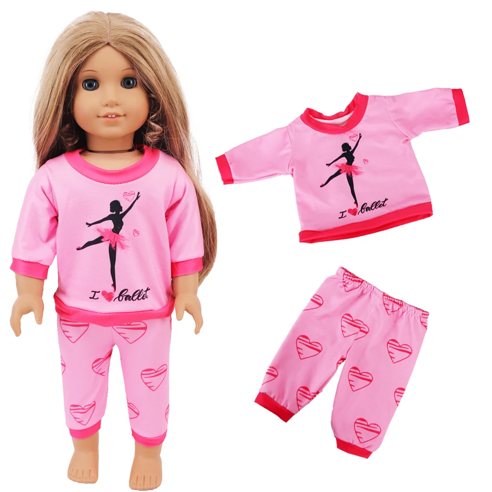 2 Pcs/Set Kawaii Animal Pajamas Suit For 43cm Baby Doll Clothes Accessories And 18 Inch American Doll Girl's Toys Our Generation
