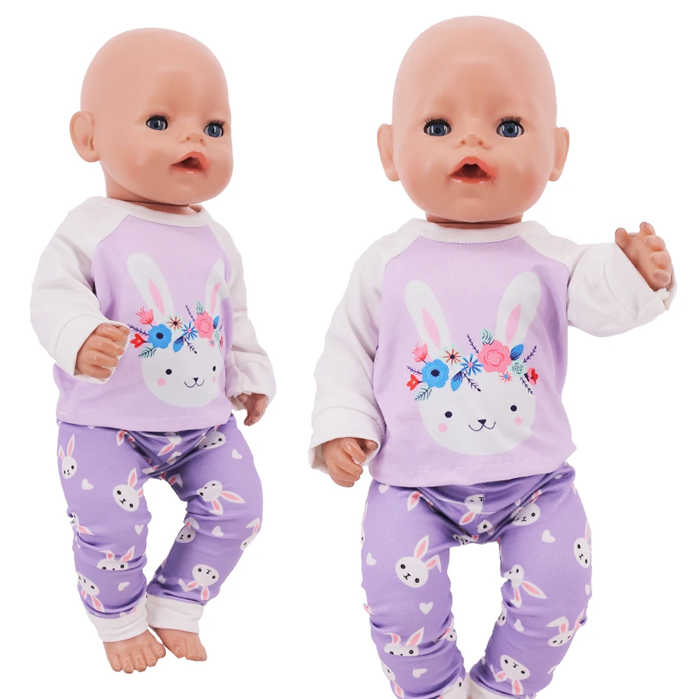 2 Pcs/Set Kawaii Animal Pajamas Suit For 43cm Baby Doll Clothes Accessories And 18 Inch American Doll Girl's Toys Our Generation