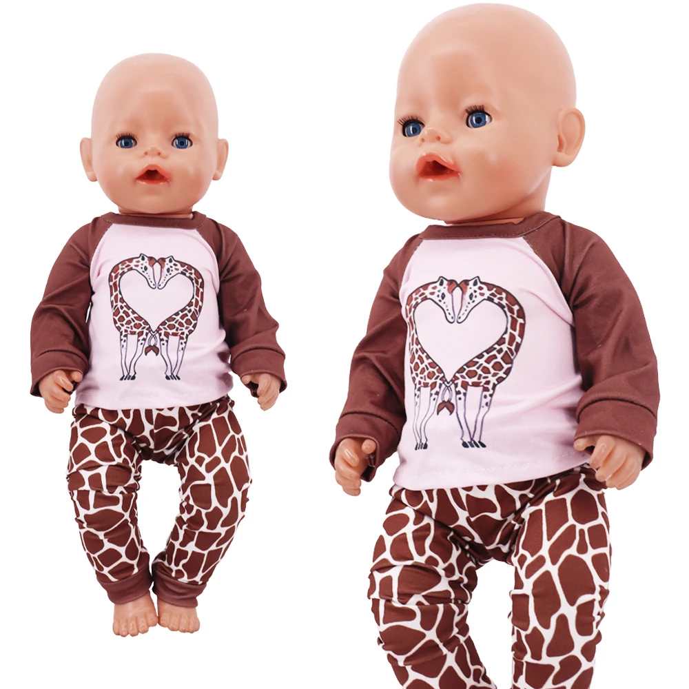 2 Pcs/Set Kawaii Animal Pajamas Suit For 43cm Baby Doll Clothes Accessories And 18 Inch American Doll Girl's Toys Our Generation