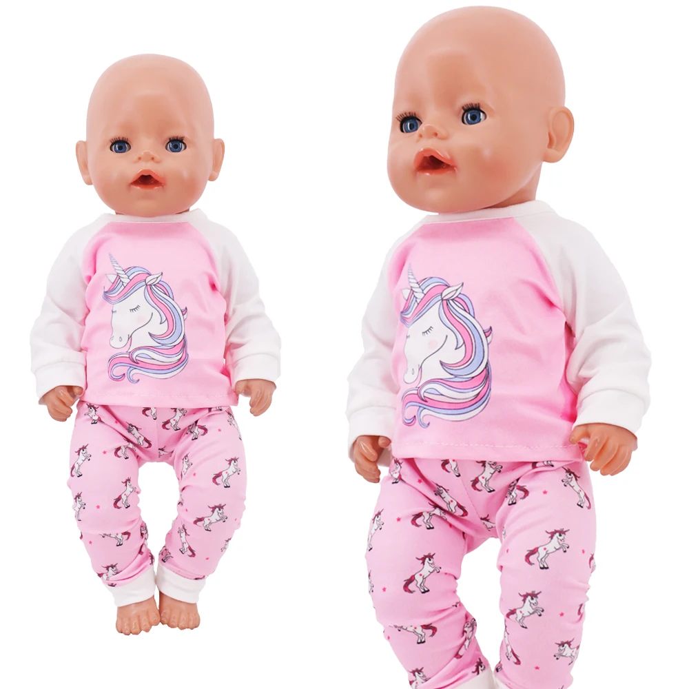 2 Pcs/Set Kawaii Animal Pajamas Suit For 43cm Baby Doll Clothes Accessories And 18 Inch American Doll Girl's Toys Our Generation