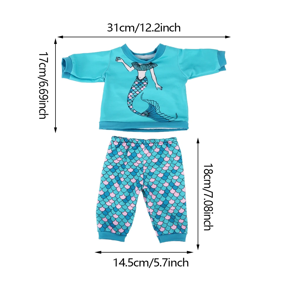 2 Pcs/Set Kawaii Animal Pajamas Suit For 43cm Baby Doll Clothes Accessories And 18 Inch American Doll Girl's Toys Our Generation