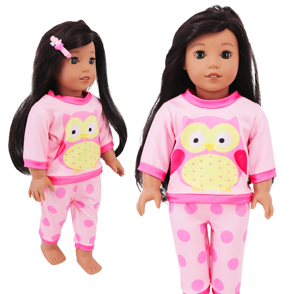 2 Pcs/Set Kawaii Animal Pajamas Suit For 43cm Baby Doll Clothes Accessories And 18 Inch American Doll Girl's Toys Our Generation