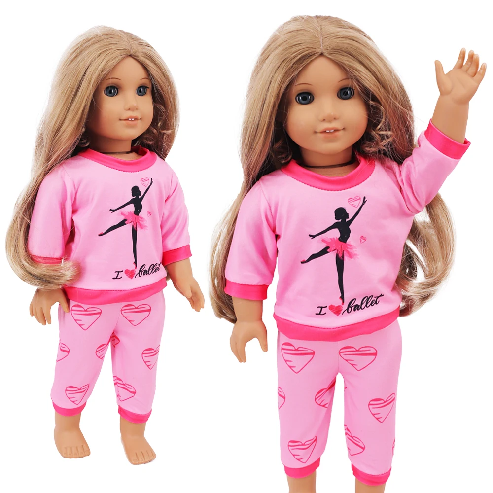 2 Pcs/Set Kawaii Animal Pajamas Suit For 43cm Baby Doll Clothes Accessories And 18 Inch American Doll Girl's Toys Our Generation