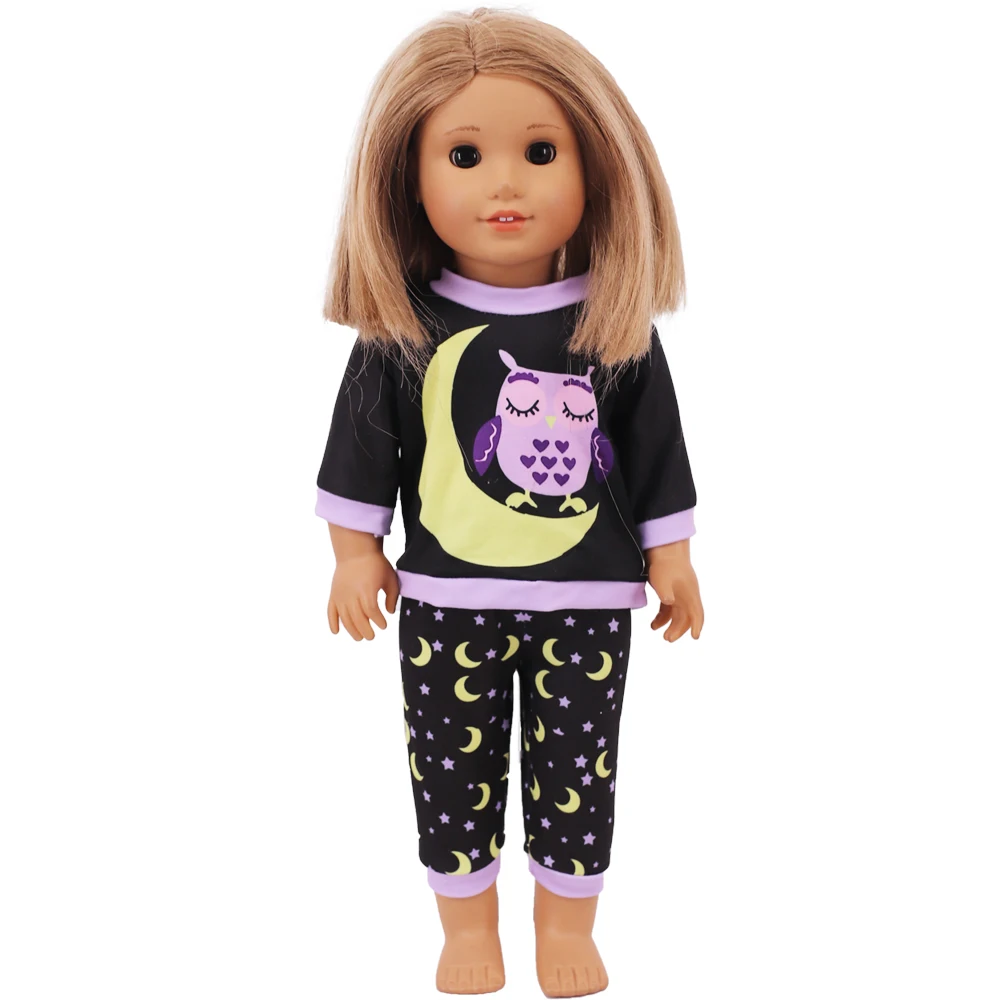 2 Pcs/Set Kawaii Animal Pajamas Suit For 43cm Baby Doll Clothes Accessories And 18 Inch American Doll Girl's Toys Our Generation